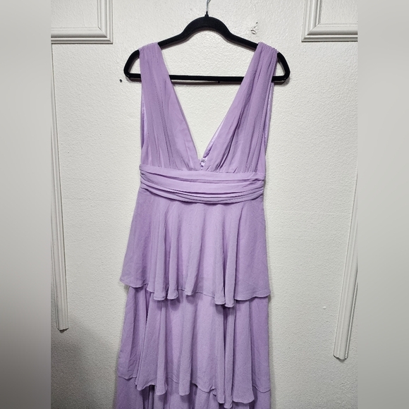 Lulus Amazing Evening Lavender Tiered Maxi Dress L Wedding Party Prom Spring - Picture 7 of 10